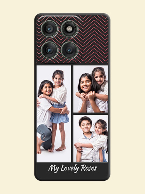 Wave Pattern with 3 Image Holder On Space Black Custom Soft Matte Mobile Back Cover - Motorola Edge 60 Pro 5G