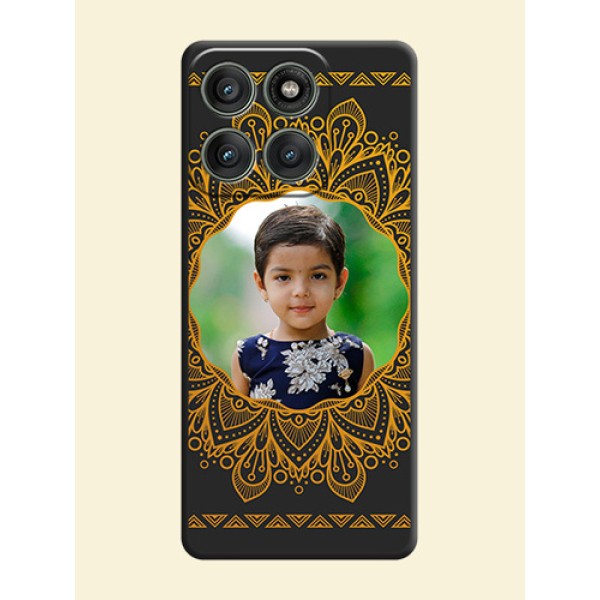 Round Image with Floral Design On Space Black Custom Soft Matte Mobile Back Cover - Motorola Edge 60 Pro 5G Round Image with Floral Design On Space Black Custom Soft Matte Mobile Back Cover - Motorola Edge 60 Pro 5G