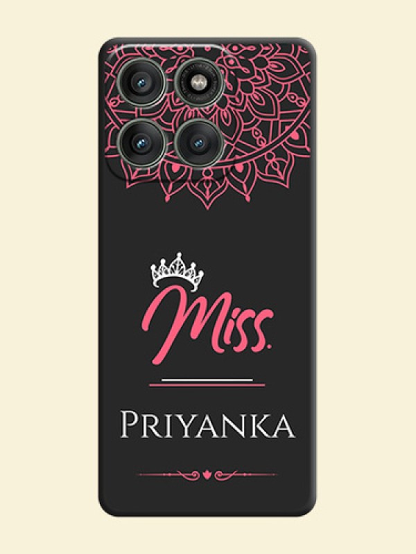 Mrs Name with Floral Design On Space Black Custom Soft Matte Mobile Back Cover - Motorola Edge 60 Pro 5G