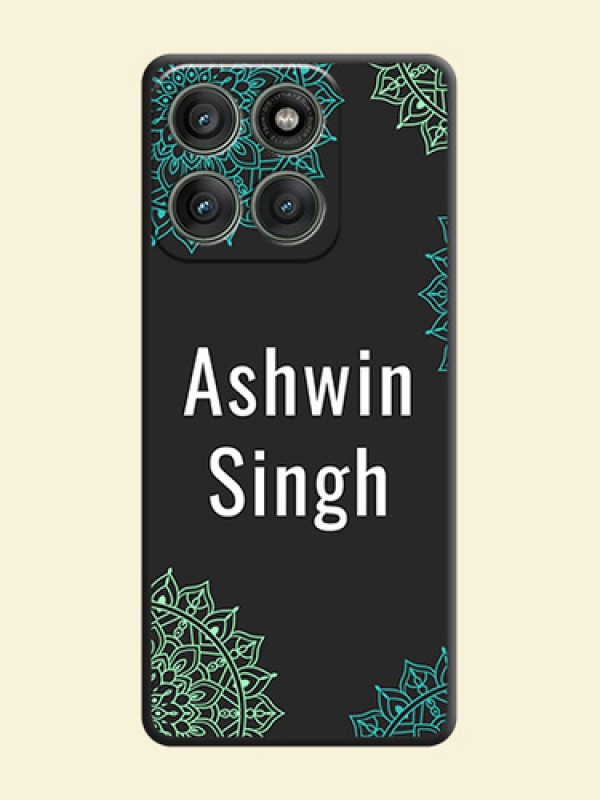 Your Name with Floral Design On Space Black Custom Soft Matte Mobile Back Cover - Motorola Edge 60 Pro 5G