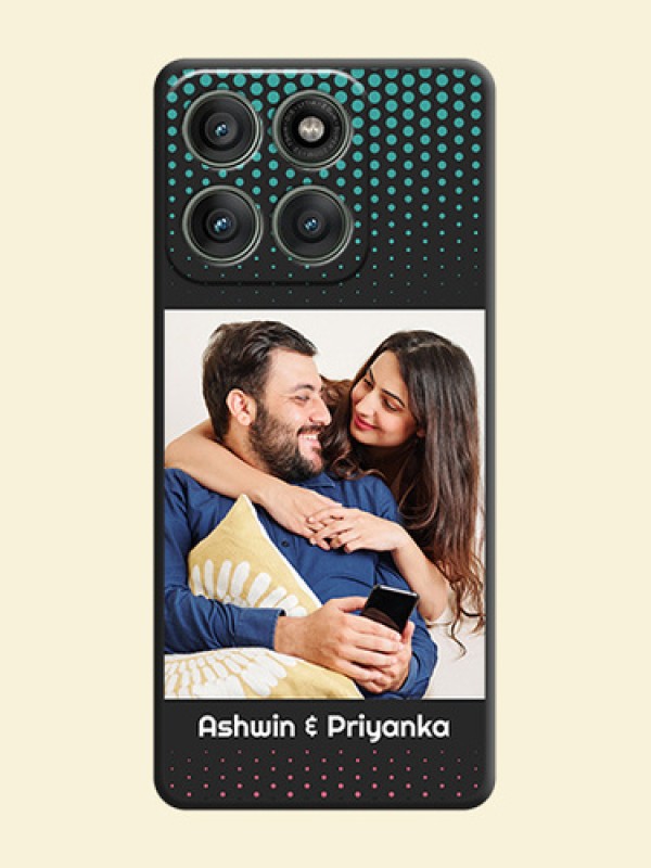 Faded Dots with Grunge Photo Frame and Text On Space Black Custom Soft Matte Mobile Back Cover - Motorola Edge 60 Pro 5G