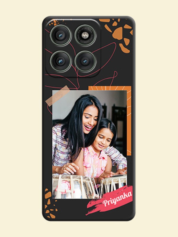 Orange Photo Frame On Space Black Custom Soft Matte Mobile Back Cover - Motorola Edge 60 Pro 5G