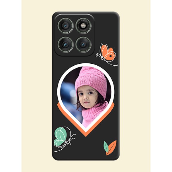 Upload Pic With Simple Butterly Design On Space Black Custom Soft Matte Mobile Back Cover - Motorola Edge 60 Pro 5G Upload Pic With Simple Butterly Design On Space Black Custom Soft Matte Mobile Back Cover - Motorola Edge 60 Pro 5G