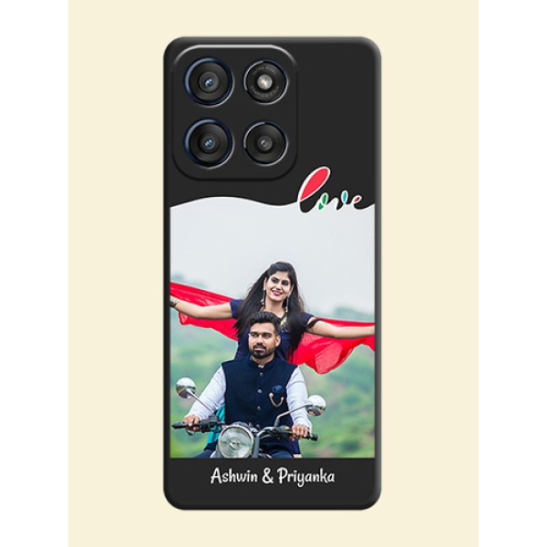 Fall in Love Pattern with Picture on Photo On Space Black Custom Soft Matte Mobile Back Cover - Motorola Edge 60 Stylus Fall in Love Pattern with Picture on Photo On Space Black Custom Soft Matte Mobile Back Cover - Motorola Edge 60 Stylus