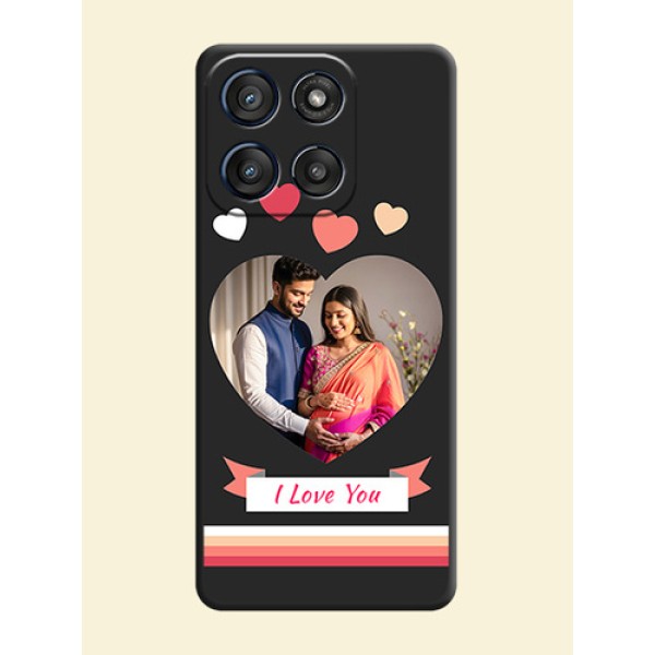 Love Shaped Photo with Colorful Stripes On Space Black Custom Soft Matte Mobile Back Cover - Motorola Edge 60 Stylus Love Shaped Photo with Colorful Stripes On Space Black Custom Soft Matte Mobile Back Cover - Motorola Edge 60 Stylus