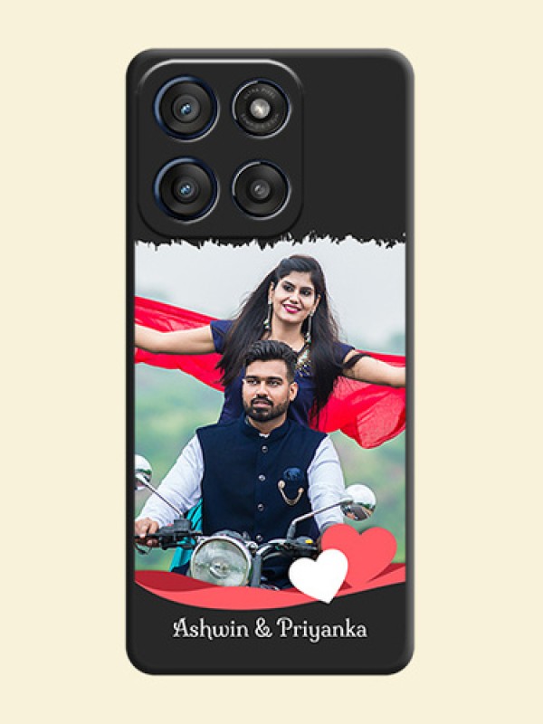 Pin Color Love Shaped Ribbon Design with Text On Space Black Custom Soft Matte Mobile Back Cover - Motorola Edge 60 Stylus