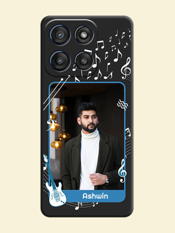 Musical Theme Design with Text on Photo On Space Black Custom Soft Matte Mobile Back Cover - Motorola Edge 60 Stylus