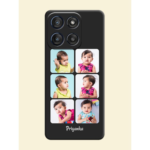 Floral Art with 6 Image Holder on Photo On Space Black Custom Soft Matte Mobile Back Cover - Motorola Edge 60 Stylus Floral Art with 6 Image Holder on Photo On Space Black Custom Soft Matte Mobile Back Cover - Motorola Edge 60 Stylus