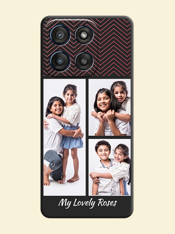 Wave Pattern with 3 Image Holder On Space Black Custom Soft Matte Mobile Back Cover - Motorola Edge 60 Stylus