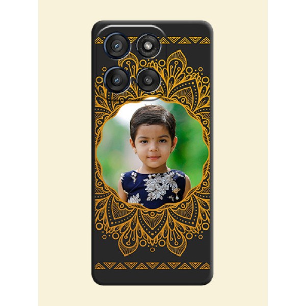Round Image with Floral Design On Space Black Custom Soft Matte Mobile Back Cover - Motorola Edge 60 Stylus Round Image with Floral Design On Space Black Custom Soft Matte Mobile Back Cover - Motorola Edge 60 Stylus