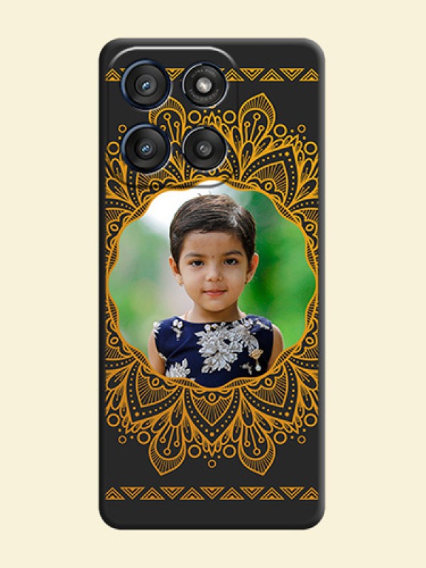 Round Image with Floral Design On Space Black Custom Soft Matte Mobile Back Cover - Motorola Edge 60 Stylus