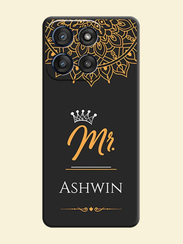 Mr Name with Floral Design On Space Black Custom Soft Matte Mobile Back Cover - Motorola Edge 60 Stylus