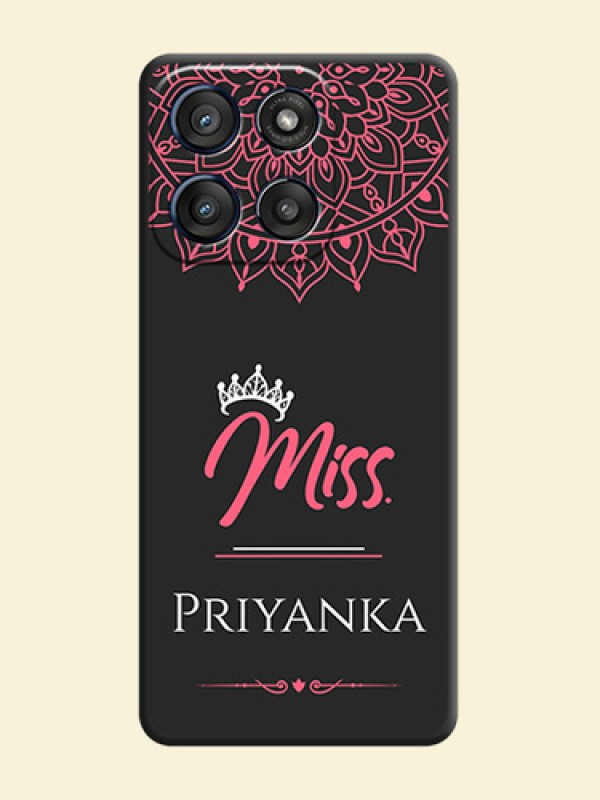Mrs Name with Floral Design On Space Black Custom Soft Matte Mobile Back Cover - Motorola Edge 60 Stylus