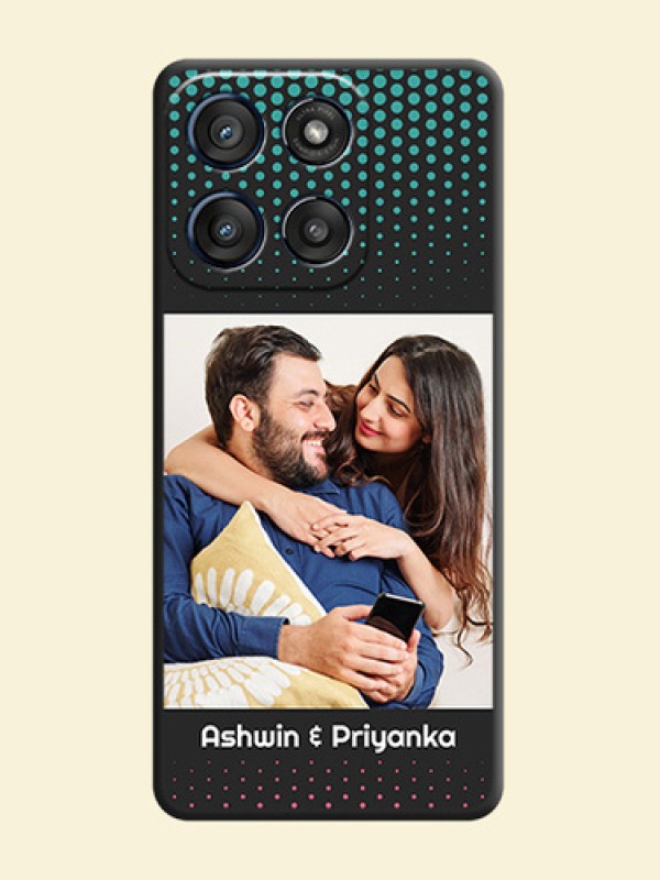 Faded Dots with Grunge Photo Frame and Text On Space Black Custom Soft Matte Mobile Back Cover - Motorola Edge 60 Stylus