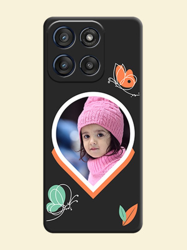 Upload Pic With Simple Butterly Design On Space Black Custom Soft Matte Mobile Back Cover - Motorola Edge 60 Stylus