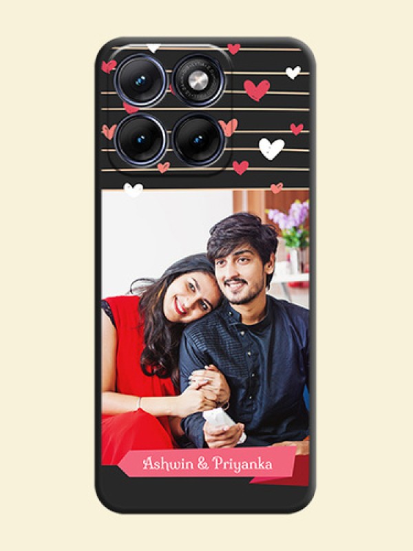 Love Pattern with Name on Pink Ribbon on Photo On Space Black Custom Soft Matte Mobile Back Cover - Motorola Edge 70 5G