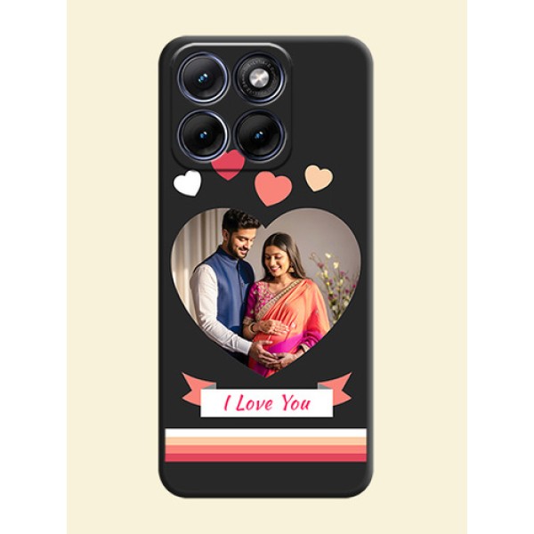 Love Shaped Photo with Colorful Stripes On Space Black Custom Soft Matte Mobile Back Cover - Motorola Edge 70 5G Love Shaped Photo with Colorful Stripes On Space Black Custom Soft Matte Mobile Back Cover - Motorola Edge 70 5G