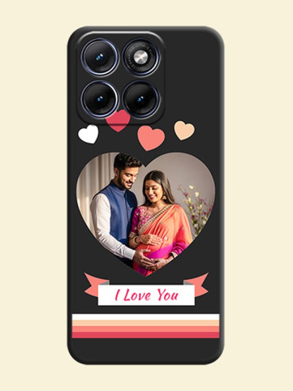Love Shaped Photo with Colorful Stripes On Space Black Custom Soft Matte Mobile Back Cover - Motorola Edge 70 5G