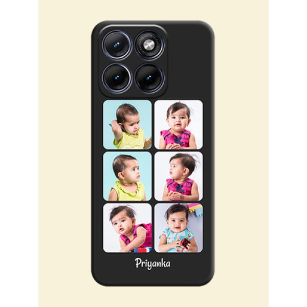 Floral Art with 6 Image Holder on Photo On Space Black Custom Soft Matte Mobile Back Cover - Motorola Edge 70 5G Floral Art with 6 Image Holder on Photo On Space Black Custom Soft Matte Mobile Back Cover - Motorola Edge 70 5G