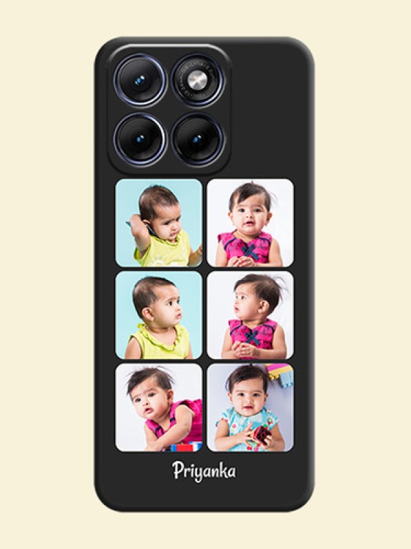 Floral Art with 6 Image Holder on Photo On Space Black Custom Soft Matte Mobile Back Cover - Motorola Edge 70 5G