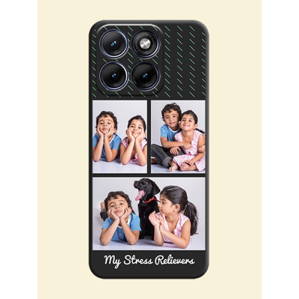 Cross Dotted Pattern with 2 Image Holder On Space Black Custom Soft Matte Mobile Back Cover - Motorola Edge 70 5G Cross Dotted Pattern with 2 Image Holder On Space Black Custom Soft Matte Mobile Back Cover - Motorola Edge 70 5G