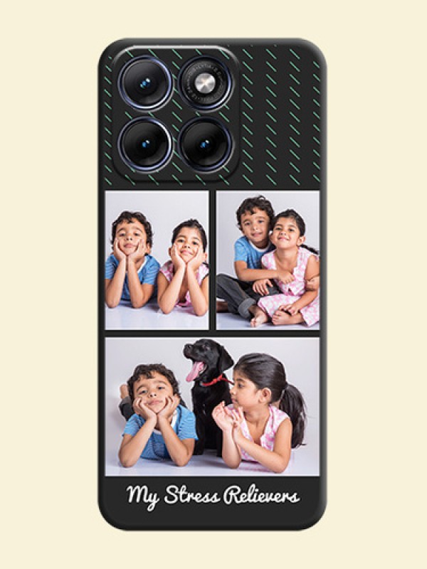 Cross Dotted Pattern with 2 Image Holder On Space Black Custom Soft Matte Mobile Back Cover - Motorola Edge 70 5G