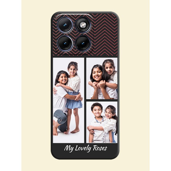 Wave Pattern with 3 Image Holder On Space Black Custom Soft Matte Mobile Back Cover - Motorola Edge 70 5G Wave Pattern with 3 Image Holder On Space Black Custom Soft Matte Mobile Back Cover - Motorola Edge 70 5G