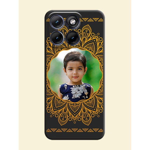 Round Image with Floral Design On Space Black Custom Soft Matte Mobile Back Cover - Motorola Edge 70 5G Round Image with Floral Design On Space Black Custom Soft Matte Mobile Back Cover - Motorola Edge 70 5G