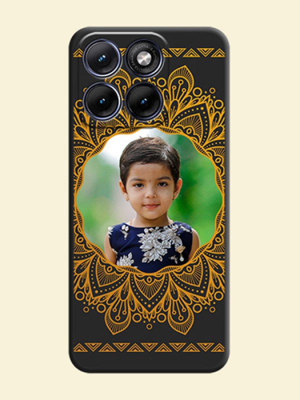 Round Image with Floral Design On Space Black Custom Soft Matte Mobile Back Cover - Motorola Edge 70 5G