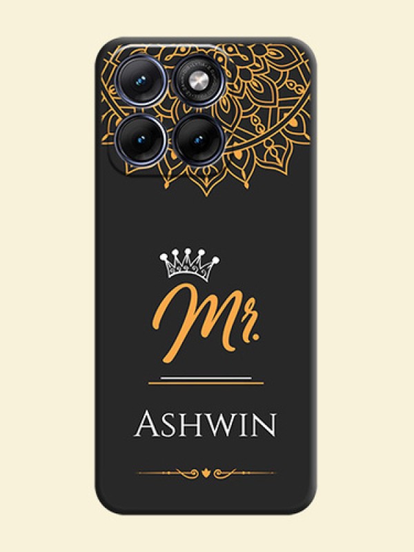 Mr Name with Floral Design On Space Black Custom Soft Matte Mobile Back Cover - Motorola Edge 70 5G