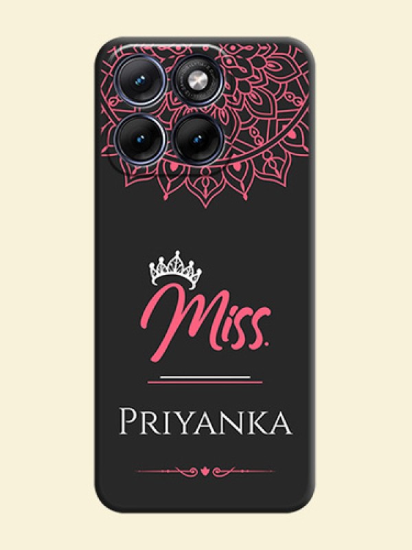 Mrs Name with Floral Design On Space Black Custom Soft Matte Mobile Back Cover - Motorola Edge 70 5G