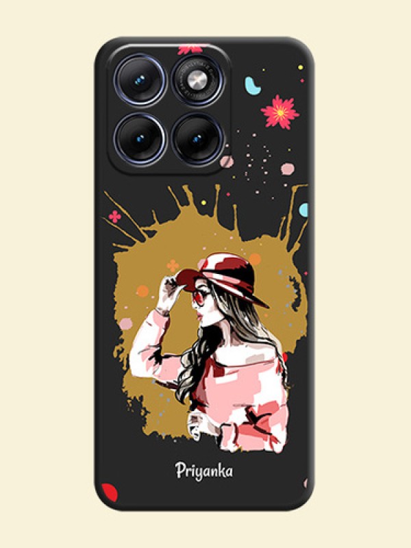 Mordern Lady With Color Splash Background With Custom Text On Space Black Custom Soft Matte Mobile Back Cover - Motorola Edge 70 5G