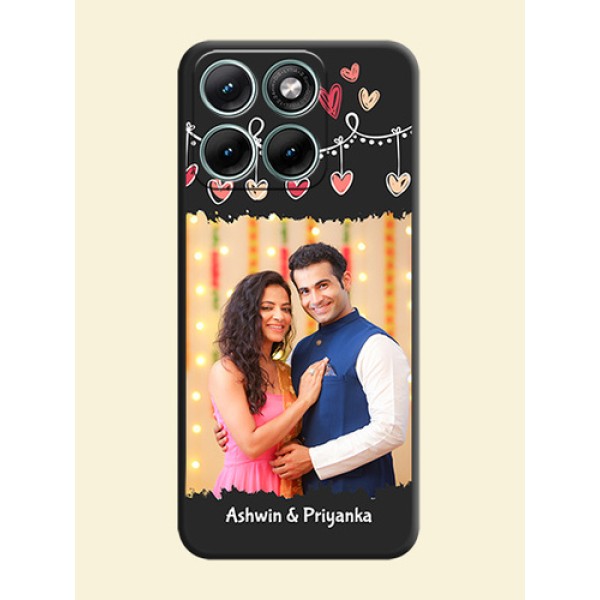 Pink Love Hangings with Name On Space Black Custom Soft Matte Mobile Back Cover - Motorola Edge 70 Fusion Pink Love Hangings with Name On Space Black Custom Soft Matte Mobile Back Cover - Motorola Edge 70 Fusion