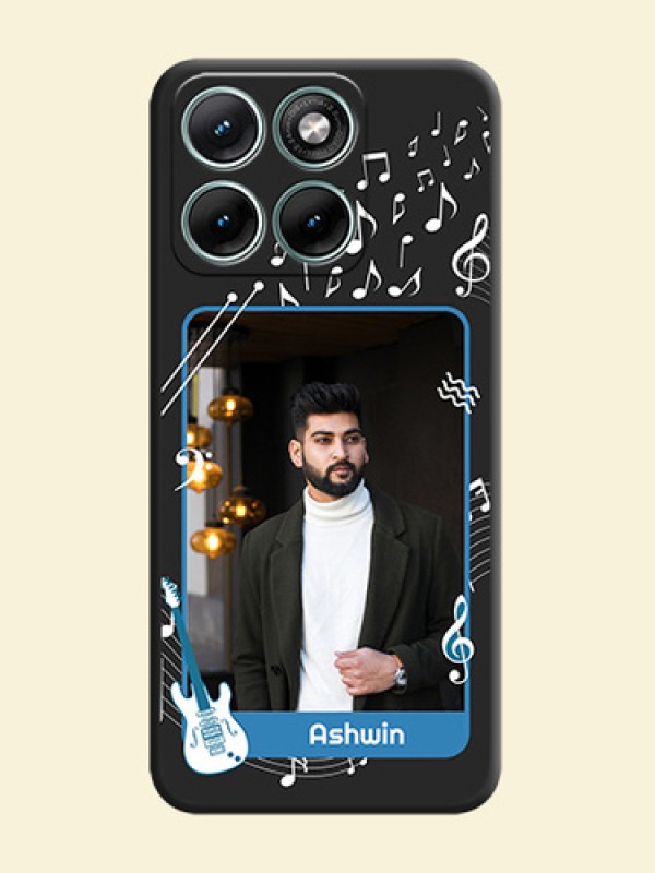 Musical Theme Design with Text on Photo On Space Black Custom Soft Matte Mobile Back Cover - Motorola Edge 70 Fusion