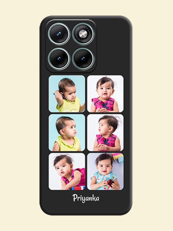 Floral Art with 6 Image Holder on Photo On Space Black Custom Soft Matte Mobile Back Cover - Motorola Edge 70 Fusion