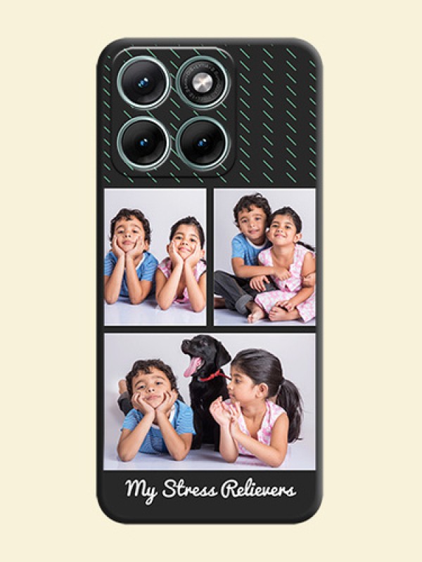 Cross Dotted Pattern with 2 Image Holder On Space Black Custom Soft Matte Mobile Back Cover - Motorola Edge 70 Fusion