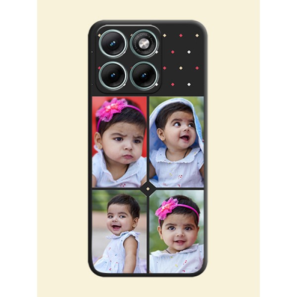 Multicolor Dotted Pattern with 4 Image Holder On Space Black Custom Soft Matte Mobile Back Cover - Motorola Edge 70 Fusion Multicolor Dotted Pattern with 4 Image Holder On Space Black Custom Soft Matte Mobile Back Cover - Motorola Edge 70 Fusion