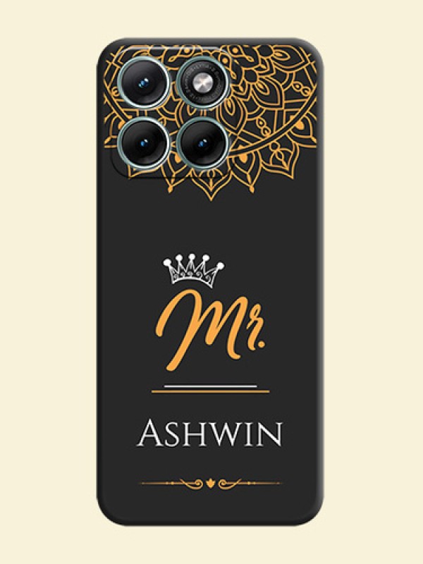 Mr Name with Floral Design On Space Black Custom Soft Matte Mobile Back Cover - Motorola Edge 70 Fusion