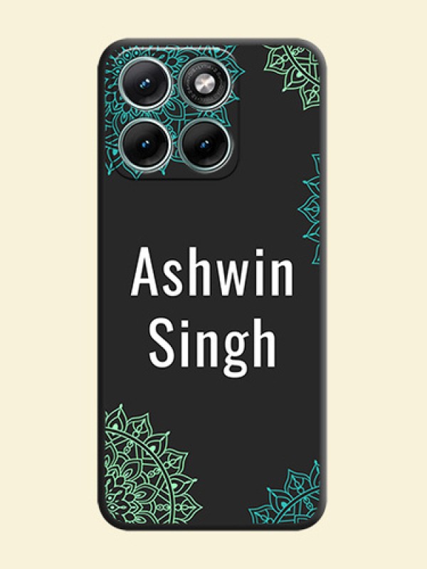 Your Name with Floral Design On Space Black Custom Soft Matte Mobile Back Cover - Motorola Edge 70 Fusion