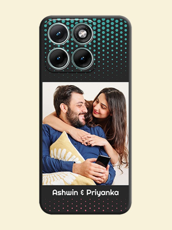 Faded Dots with Grunge Photo Frame and Text On Space Black Custom Soft Matte Mobile Back Cover - Motorola Edge 70 Fusion