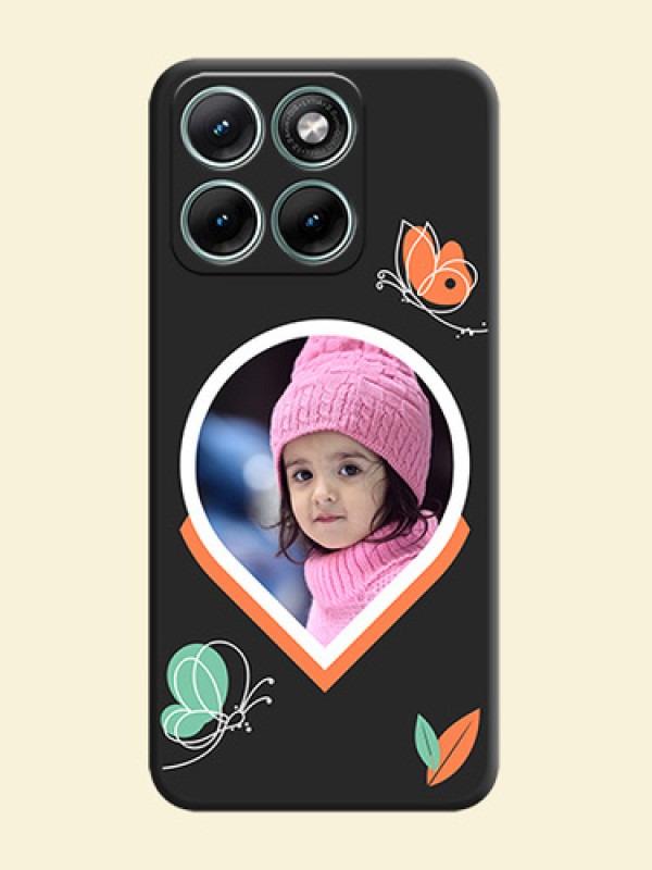 Upload Pic With Simple Butterly Design On Space Black Custom Soft Matte Mobile Back Cover - Motorola Edge 70 Fusion