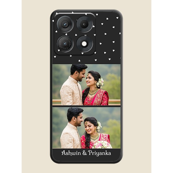 Miniature Love Symbols with Name On Space Black Custom Soft Matte Mobile Back Cover - Motorola Edge 70 Max 5G