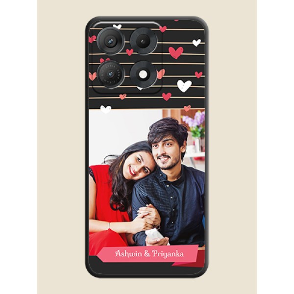 Love Pattern with Name on Pink Ribbon on Photo On Space Black Custom Soft Matte Mobile Back Cover - Motorola Edge 70 Max 5G