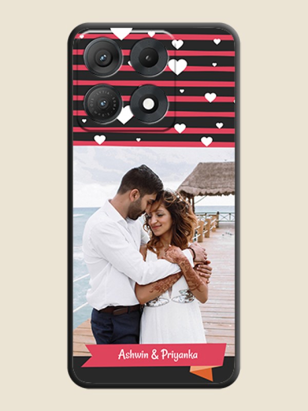 White Color Love Symbols with Pink Lines Pattern On Space Black Custom Soft Matte Mobile Back Cover - Motorola Edge 70 Max 5G