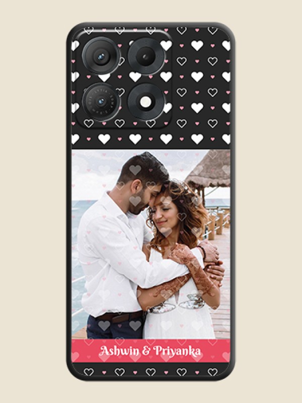 White Color Love Symbols with Text Design on Photo On Space Black Custom Soft Matte Mobile Back Cover - Motorola Edge 70 Max 5G