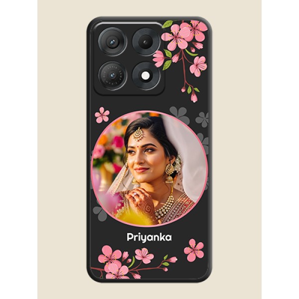 Round Image with Pink Color Floral Design on Photo On Space Black Custom Soft Matte Mobile Back Cover - Motorola Edge 70 Max 5G Round Image with Pink Color Floral Design on Photo On Space Black Custom Soft Matte Mobile Back Cover - Motorola Edge 70 Max 5G