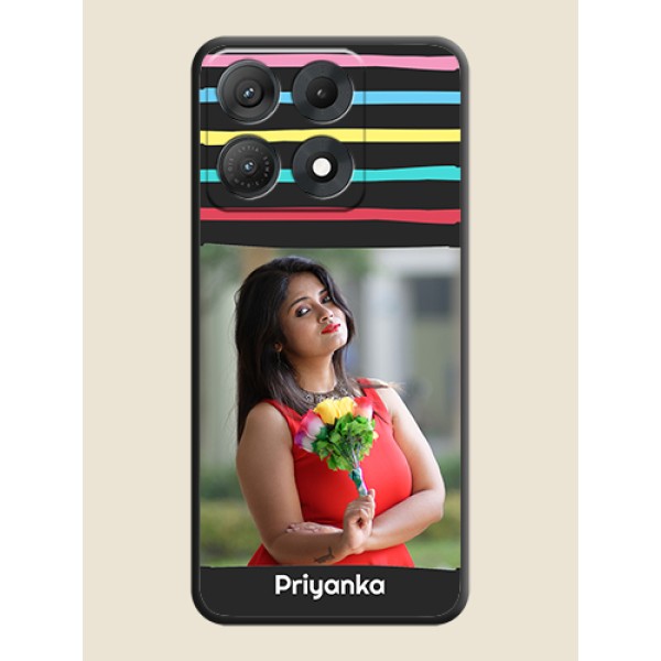 Multicolor Lines with Image On Space Black Custom Soft Matte Mobile Back Cover - Motorola Edge 70 Max 5G Multicolor Lines with Image On Space Black Custom Soft Matte Mobile Back Cover - Motorola Edge 70 Max 5G