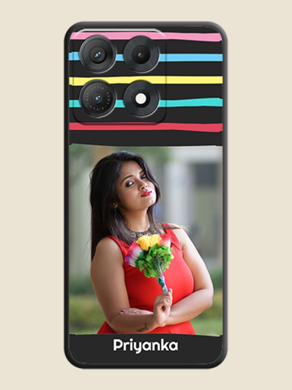 Multicolor Lines with Image On Space Black Custom Soft Matte Mobile Back Cover - Motorola Edge 70 Max 5G