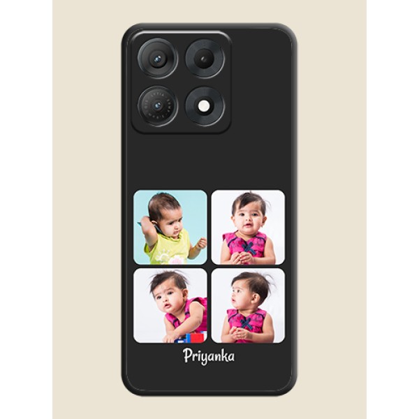 Floral Art with 6 Image Holder on Photo On Space Black Custom Soft Matte Mobile Back Cover - Motorola Edge 70 Max 5G Floral Art with 6 Image Holder on Photo On Space Black Custom Soft Matte Mobile Back Cover - Motorola Edge 70 Max 5G