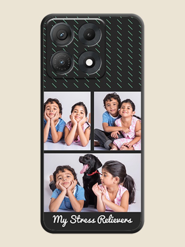 Cross Dotted Pattern with 2 Image Holder On Space Black Custom Soft Matte Mobile Back Cover - Motorola Edge 70 Max 5G